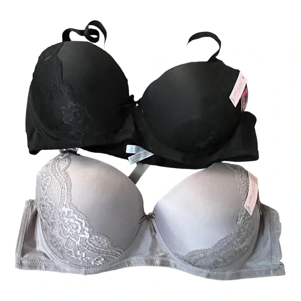 Mamia lingerie 44D Bras gray‎ and black set of 2 NWT